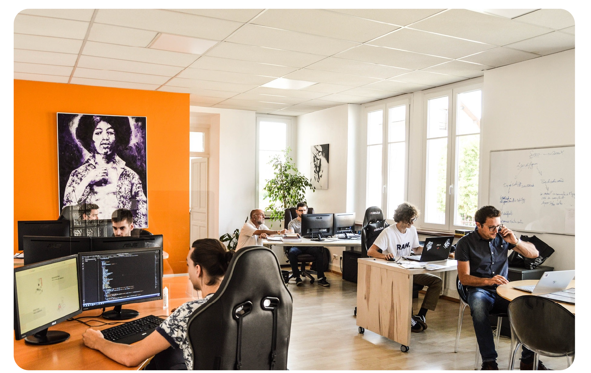 Photo du bureau et des personnes de l'équipe Ipocam.